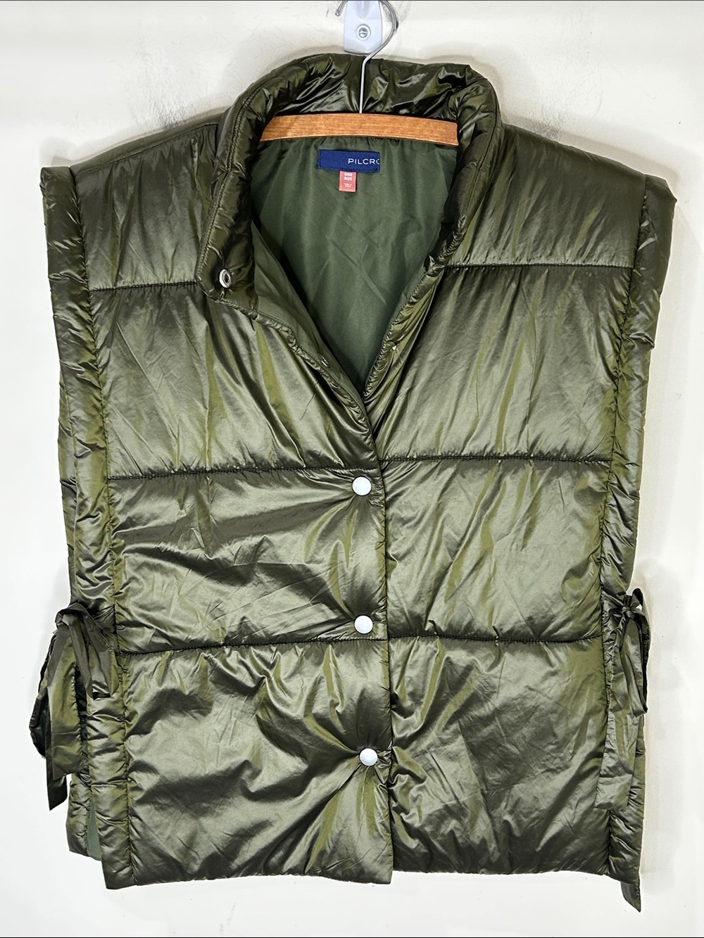 ANTHROPOLOGIE PILCRO Packable Puffer Vest Olive Green One Size - Picture 15 of 15